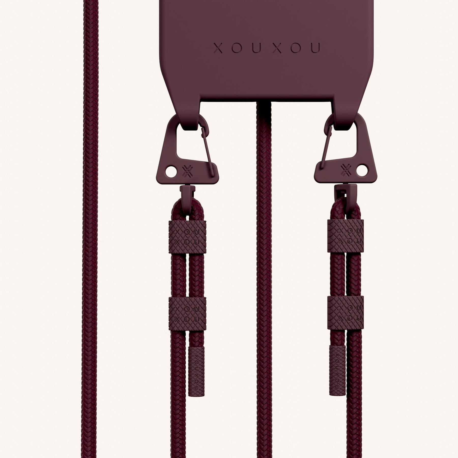 Phone Necklace with Carabiner Rope in Burgundy