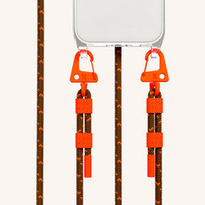 Phone Necklace with Carabiner Rope in Clear + Chestnut