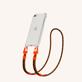 Phone Necklace with Carabiner Rope in Clear + Chestnut