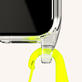 Phone Necklace with Carabiner Rope in Clear + Neon Camouflage