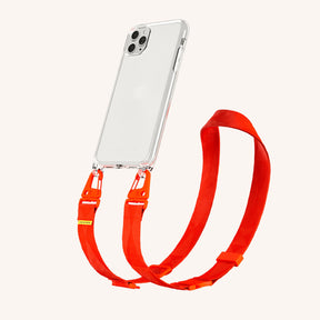 Phone Necklace with Lanyard in Clear + Neon Orange