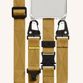 Phone Necklace with Lanyard in Clear + Caramel