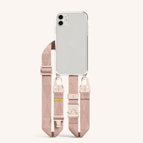 Phone Necklace with Lanyard in Clear + Powder Pink