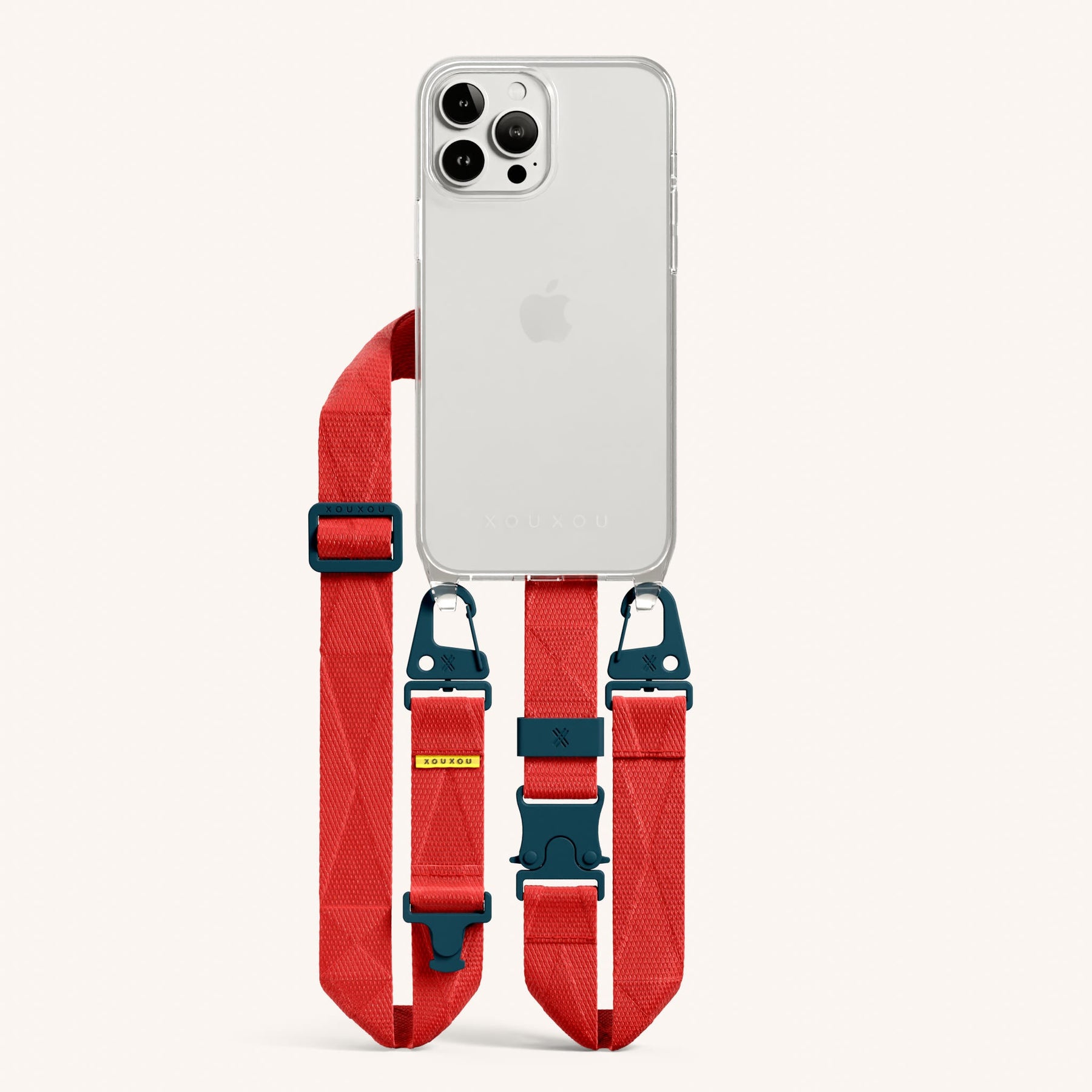 Phone Necklace with Lanyard in Clear + Memphis