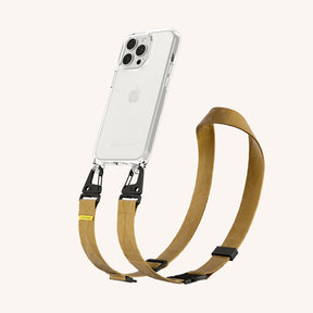 Phone Necklace with Lanyard in Clear + Caramel