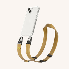 Phone Necklace with Lanyard in Clear + Caramel