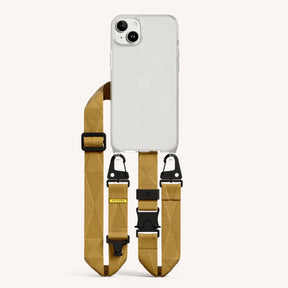 Phone Necklace with Lanyard in Clear + Caramel
