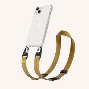 Phone Necklace with Lanyard in Clear + Caramel