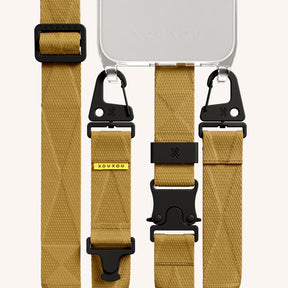 Phone Necklace with Lanyard in Clear + Caramel