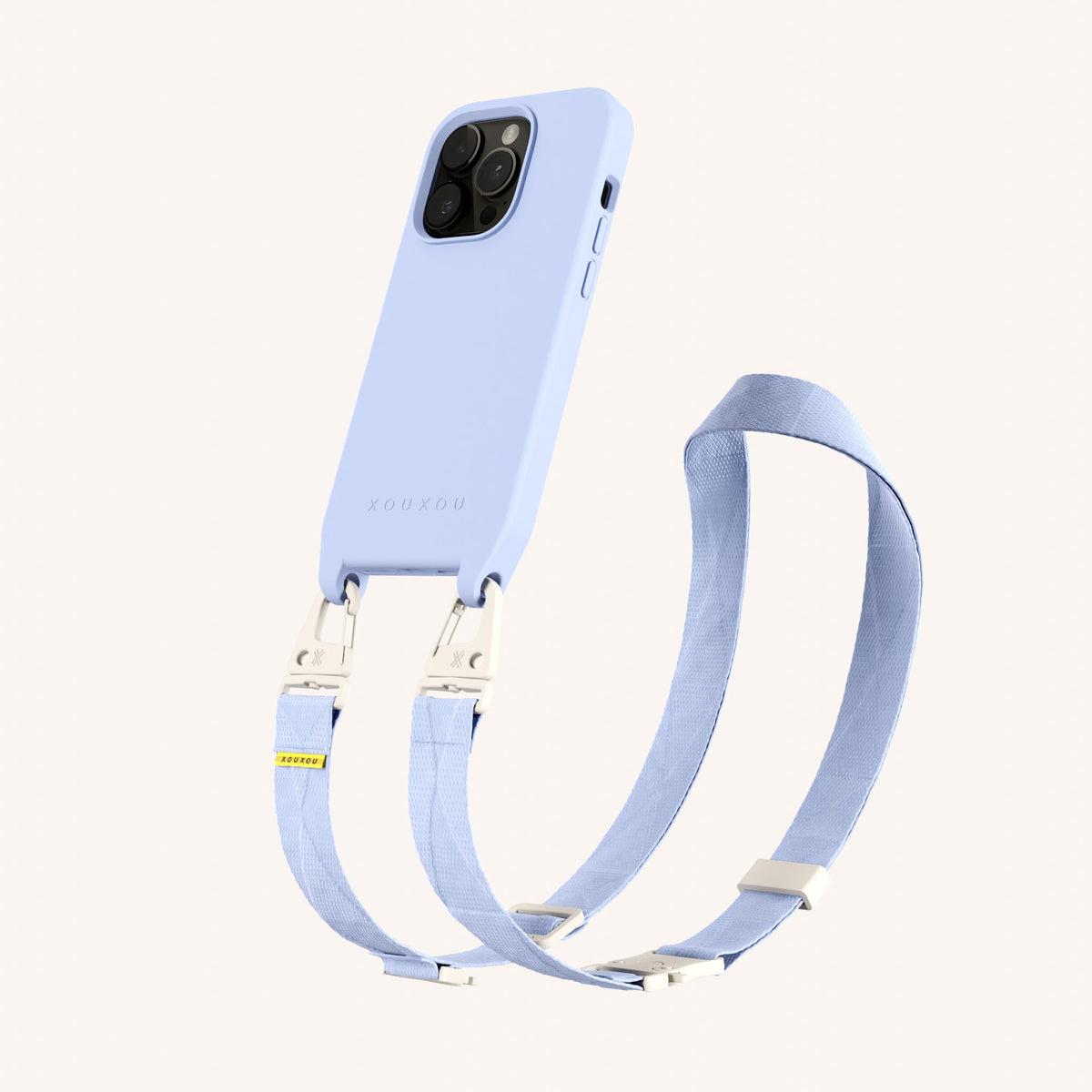 Phone Necklace with Lanyard for iPhone 14 Pro with MagSafe in Baby Blue Perspective View | XOUXOU #phone model_iphone 14 pro