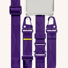 Phone Necklace with Lanyard in Clear + Purple